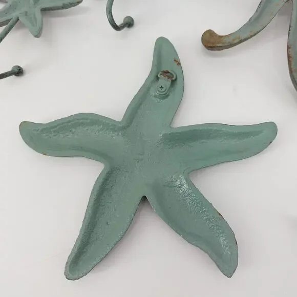 Bath Metal Coastal Mermaid Starfish Green Distressed 7 pcs - Picture 16 of 16
